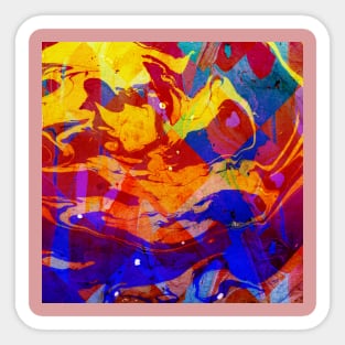 Abstract Blue Red and Yellow Dark Marble Colorful Pattern Sticker